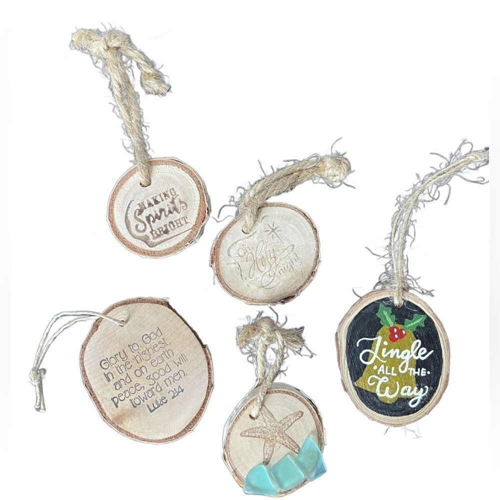 Handmade Wooden Ornaments Made of Small Circular Birch Wood